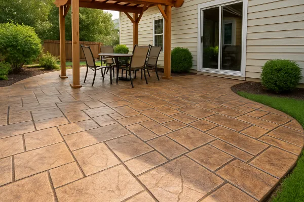 a stamped concrete patio from TJ Concrete Contractor in Dallas, TX a stamped concrete patio from TJ Concrete Contractor in Dallas, TX