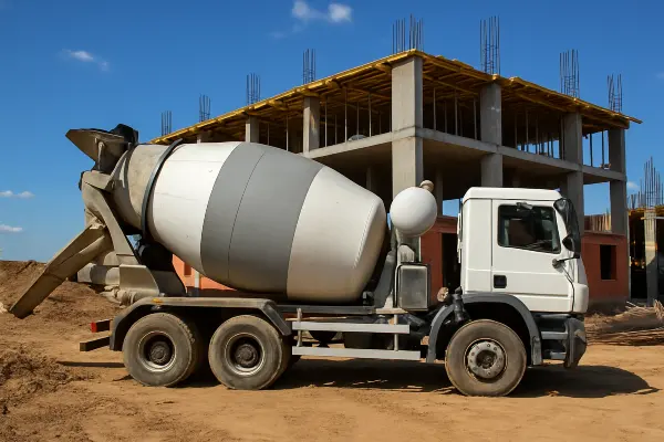 a white cement truck from TJ Concrete Contractor in Dallas, TX - Concrete cutting services a white cement truck from TJ Concrete Contractor in Dallas, TX - Concrete cutting services