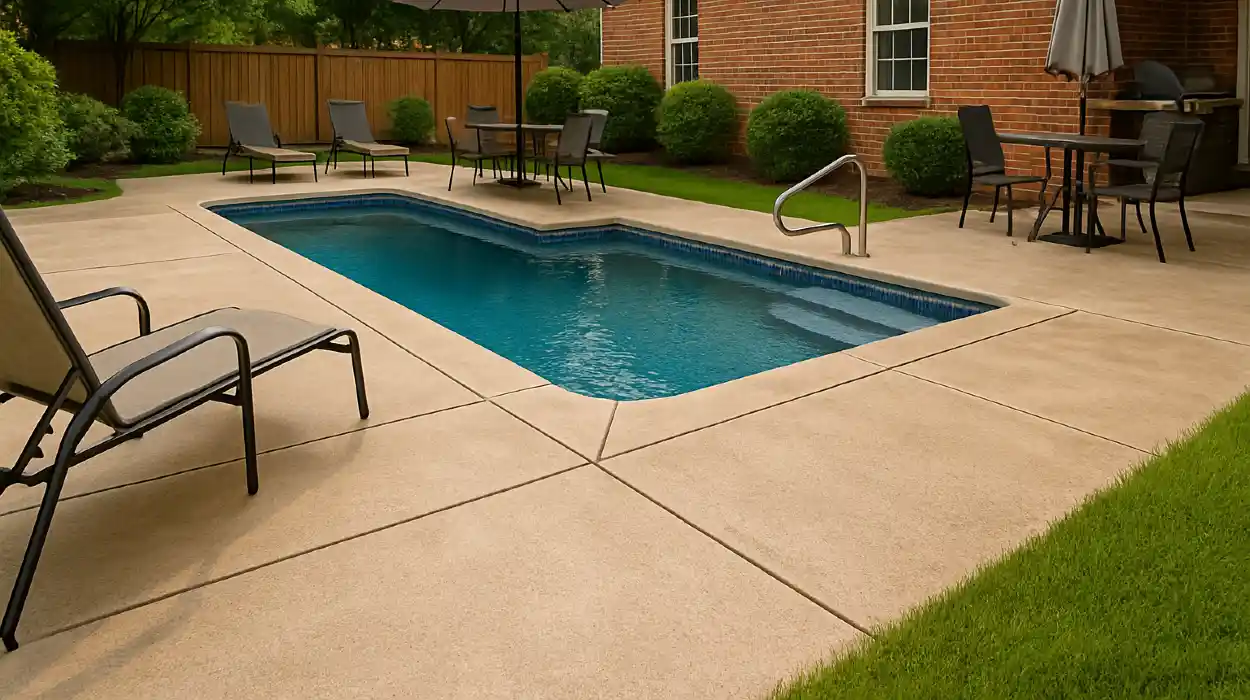 a swimming pool concrete deck from TJ Concrete Contractor in Dallas, TX - concrete epoxy floor