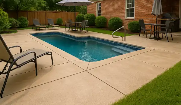 a swimming pool concrete deck from TJ Concrete Contractor in Dallas, TX - concrete epoxy floor