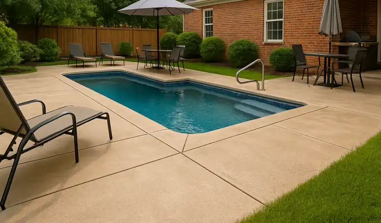 a swimming pool concrete deck from TJ Concrete Contractor in Dallas, TX - concrete epoxy floor