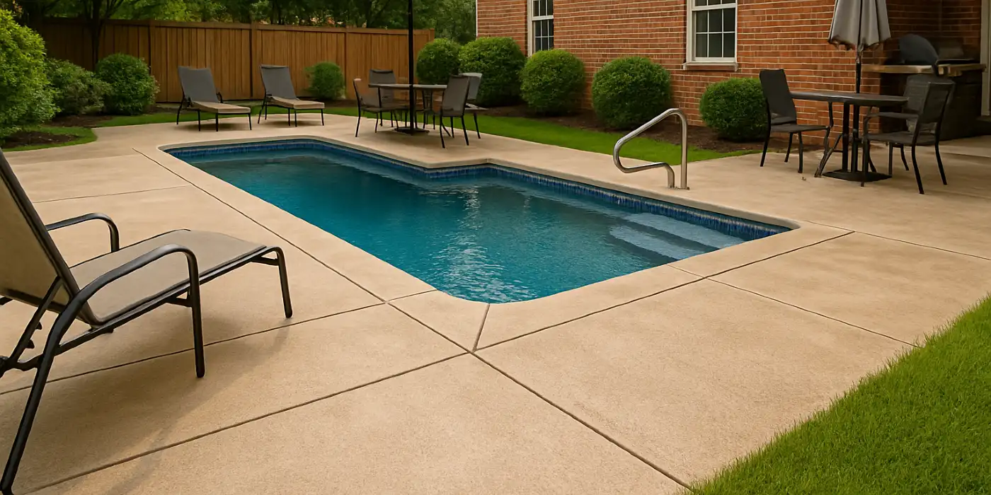 a swimming pool concrete deck from TJ Concrete Contractor in Dallas, TX - Driveway Installation