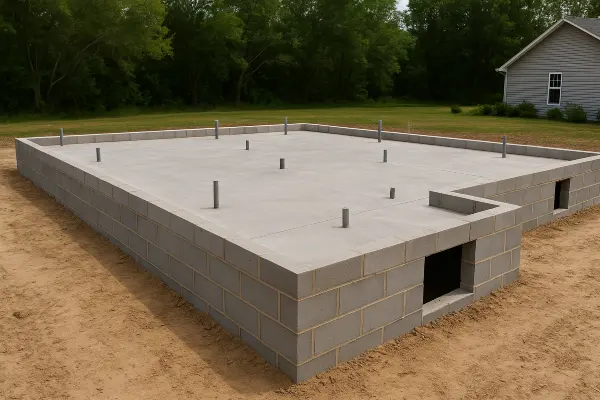 a finished concrete foundation for a new house from TJ Concrete Contractor in Dallas, TX - Driveway Installation