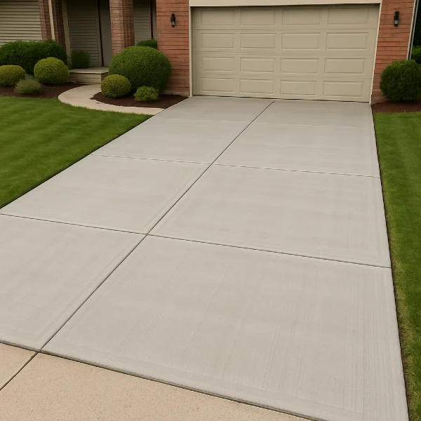 A house featuring a concrete driveway built by TJ Concrete Contractor team in Leander, TX